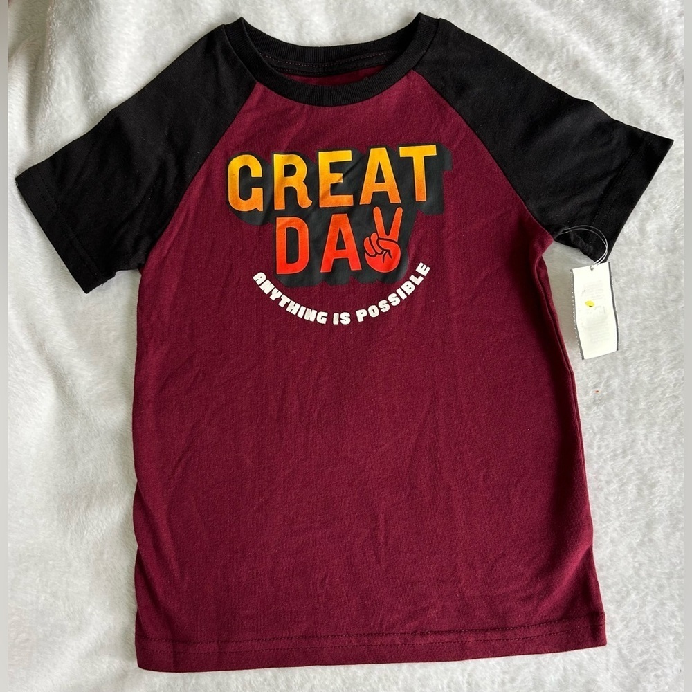 Granimals Burgundy/Black Raglan Boys Graphic Tee size 4 NWT